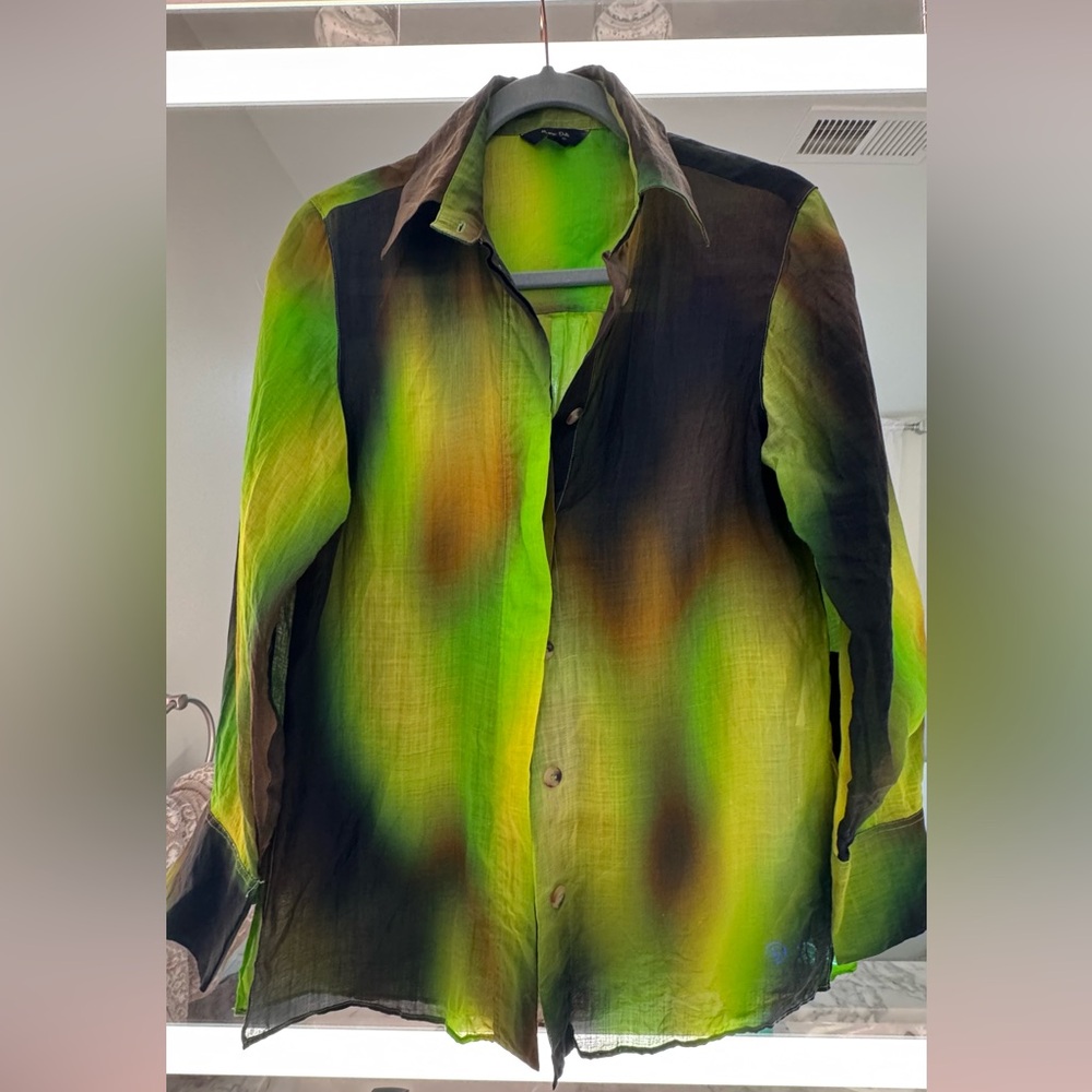 Massimo Dutti Green and Black Lightweight Shirt Jacket